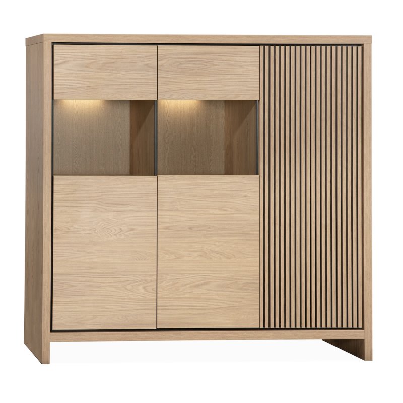 Levi Display Cabinet with 1 Door and 2 Glazed Doors with LED Lighting Levi Display Cabinet with 1 Door and 2 Glazed Doors with LED Lighting