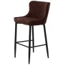 Unique Ottowa Bar Stool Brown PU with Black Metal Legs